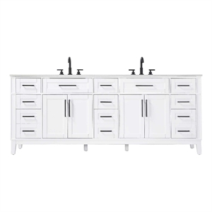 Elegant Kitchen and Bath 84&quot Double Bathroom Vanity in White