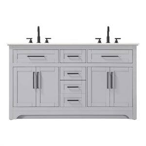 Elegant Kitchen and Bath 60&quot Double Bathroom Vanity in Grey