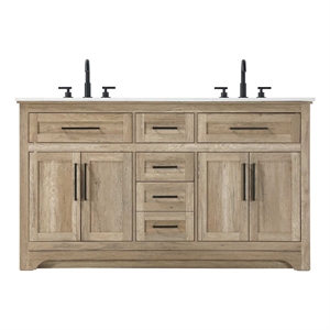 Elegant Kitchen and Bath 60&quot Double Bathroom Vanity in Natural Oak