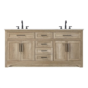 Elegant Kitchen and Bath 72&quot Double Bathroom Vanity in Natural Oak