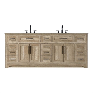 Elegant Kitchen and Bath 84&quot Double Bathroom Vanity in Natural Oak