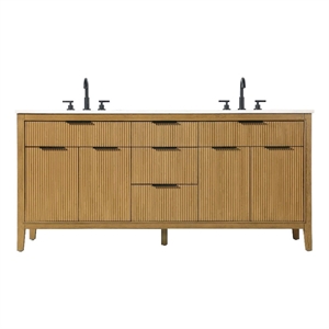 Elegant Kitchen and Bath 72&quot Double Bathroom Vanity in Honey Teak