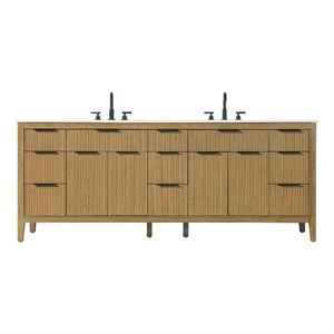 Elegant Kitchen and Bath 84&quot Double Bathroom Vanity in Honey Teak