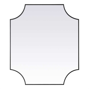 Elegant Kitchen and Bath Notched Metal Mirror 36X42&quot in Black