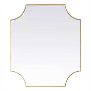 Elegant Kitchen and Bath Notched Metal Mirror 36X42&quot in Brass