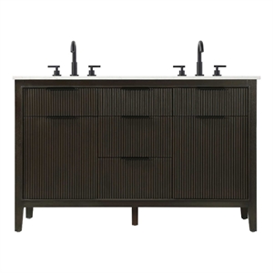 Elegant Kitchen and Bath 54&quot Double Bathroom Vanity in Chocolate Oak