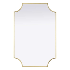Elegant Kitchen and Bath Notched Metal Mirror 24X36&quot in Brass