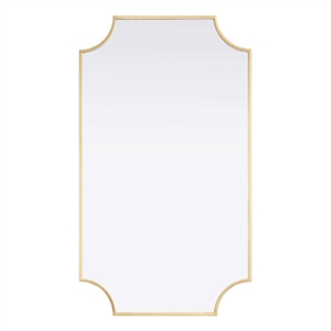 Elegant Kitchen and Bath Notched Metal Mirror 24X42&quot in Brass