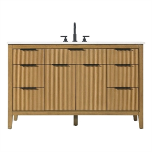Elegant Kitchen and Bath 54&quot Single Bathroom Vanity in Honey Teak