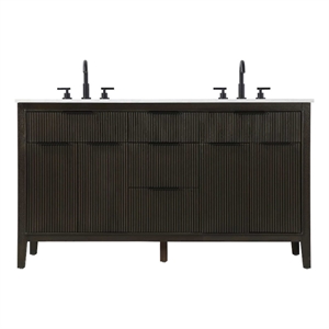 Elegant Kitchen and Bath 60&quot Double Bathroom Vanity in Chocolate Oak