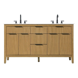 Elegant Kitchen and Bath 60&quot Double Bathroom Vanity in Honey Teak