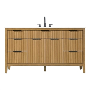 Elegant Kitchen and Bath 60&quot Single Bathroom Vanity in Honey Teak