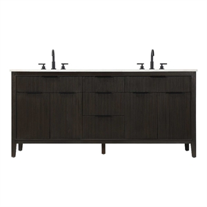Elegant Kitchen and Bath 72&quot Double Bathroom Vanity in Chocolate Oak