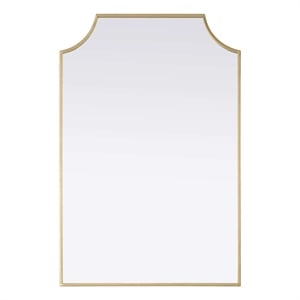 Elegant Kitchen and Bath Notched Metal Mirror 24X36&quot in Brass