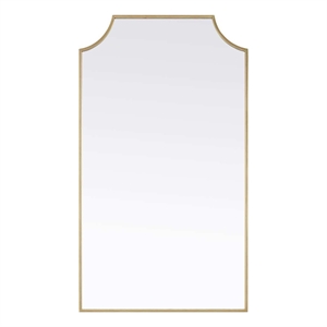 Elegant Kitchen and Bath Notched Metal Mirror 24X42&quot in Brass