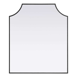 Elegant Kitchen and Bath Notched Metal Mirror 27X32&quot in Black