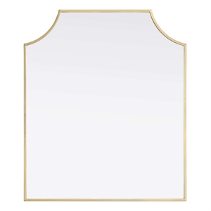 Elegant Kitchen and Bath Notched Metal Mirror 27X32&quot in Brass