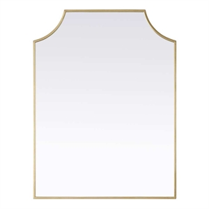 Elegant Kitchen and Bath Notched Metal Mirror 27X36&quot in Brass