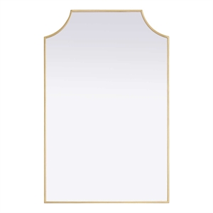 Elegant Kitchen and Bath Notched Metal Mirror 27X42&quot in Brass
