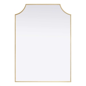 Elegant Kitchen and Bath Notched Metal Mirror 30X42&quot in Brass