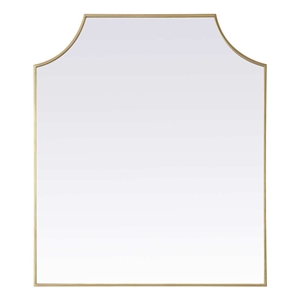Elegant Kitchen and Bath Notched Metal Mirror 36X42&quot in Brass