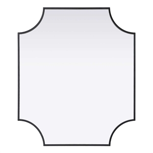 Elegant Kitchen and Bath Notched Metal Mirror 27X32&quot in Black