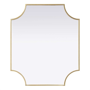 Elegant Kitchen and Bath Notched Metal Mirror 27X32&quot in Brass