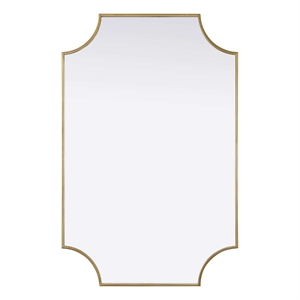 Elegant Kitchen and Bath Notched Metal Mirror 27X42&quot in Brass