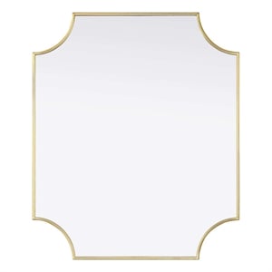 Elegant Kitchen and Bath Notched Metal Mirror 30X36&quot in Brass