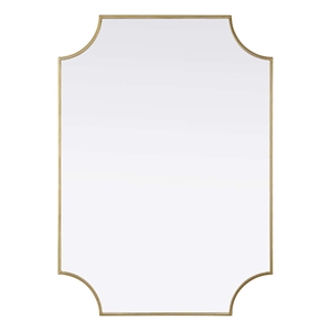 Elegant Kitchen and Bath Notched Metal Mirror 30X42&quot in Brass