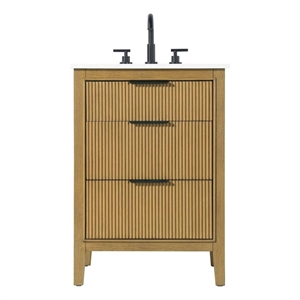Elegant Kitchen and Bath 24&quot Single Bathroom Vanity in Honey Teak
