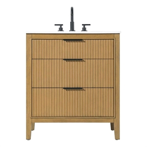 Elegant Kitchen and Bath 30&quot Single Bathroom Vanity in Honey Teak