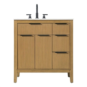 Elegant Kitchen and Bath 32&quot Single Bathroom Vanity in Honey Teak