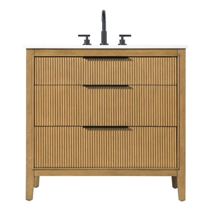 Elegant Kitchen and Bath 36&quot Single Bathroom Vanity in Honey Teak