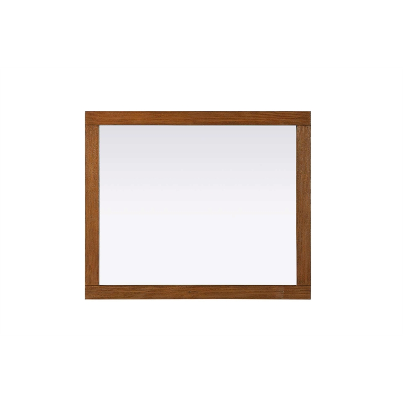 Elegant Kitchen and Bath Noah Rectangle Wood Mirror 30 X 36 in Brandy Walnut