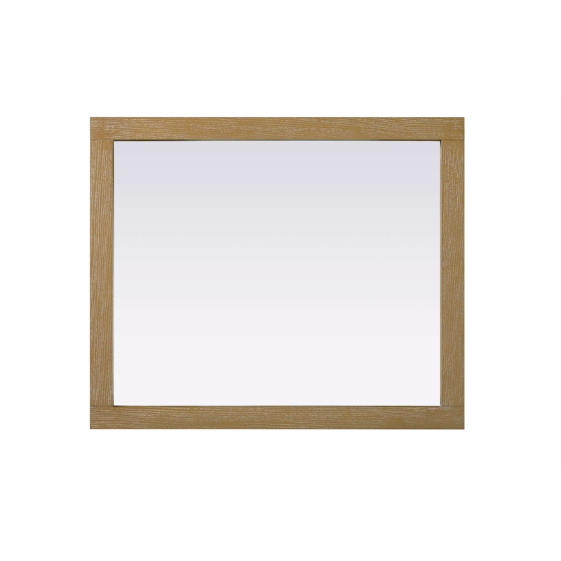 Elegant Kitchen and Bath Noah Rectangle Wood Mirror 30 X 36 in Linen Oak