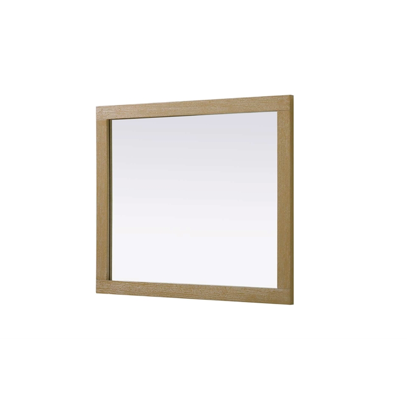 Elegant Kitchen and Bath Noah Rectangle Wood Mirror 30 X 36 in Linen Oak