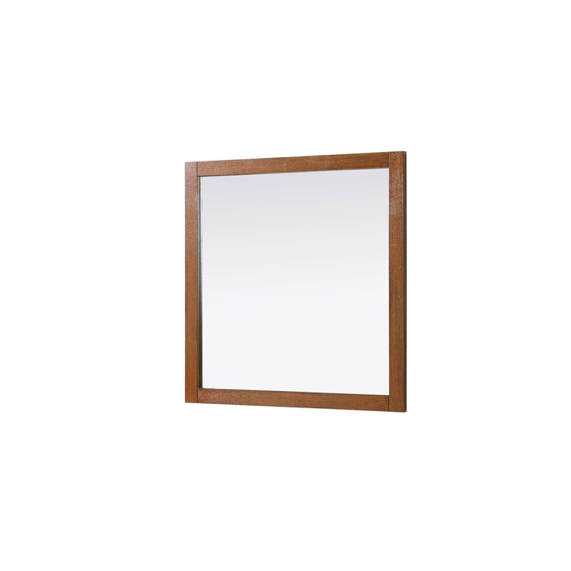 Elegant Kitchen and Bath Noah Square Wood Mirror 36 X 36 in Brandy Walnut