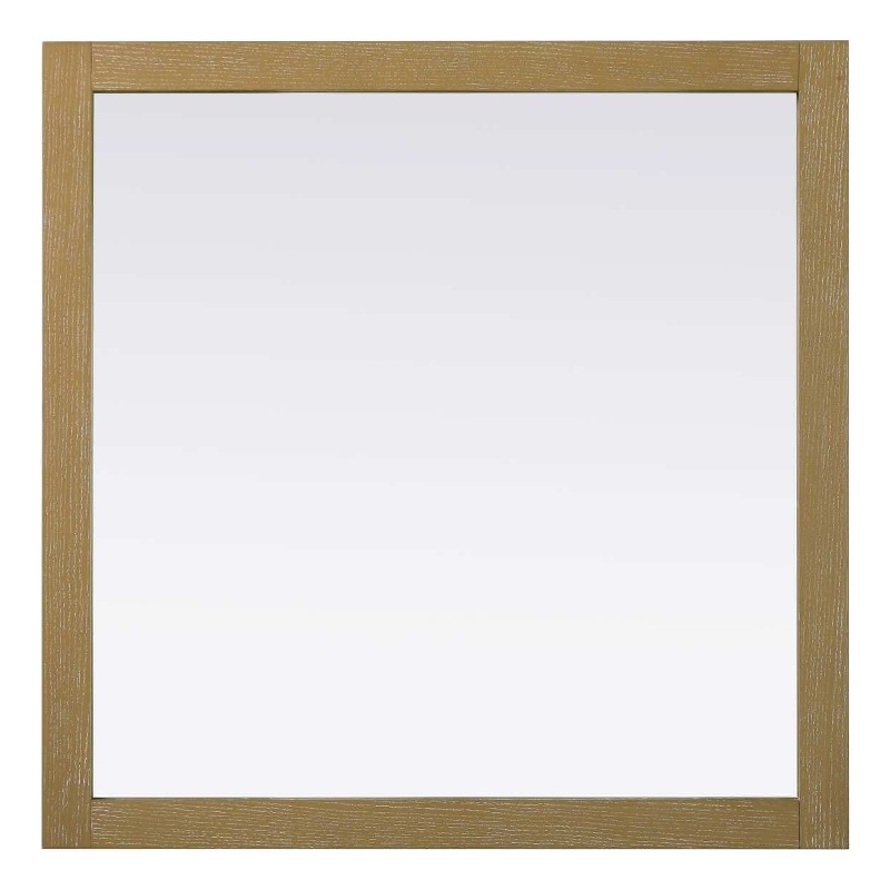 Elegant Kitchen and Bath Noah Square Wood Mirror 36 X 36 in Linen Oak
