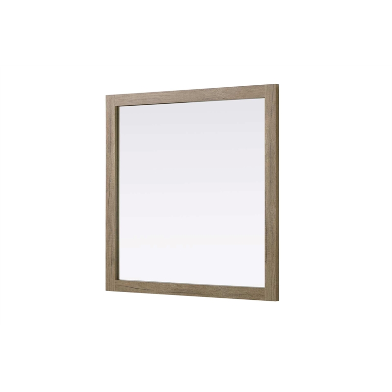 Elegant Kitchen and Bath Noah Square Wood Mirror 36 X 36 in Natural Oak