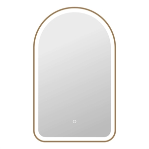 Elegant Kitchen and Bath 36&quot Arch Led Front & Backlit Wall Mirror in Satin Gold