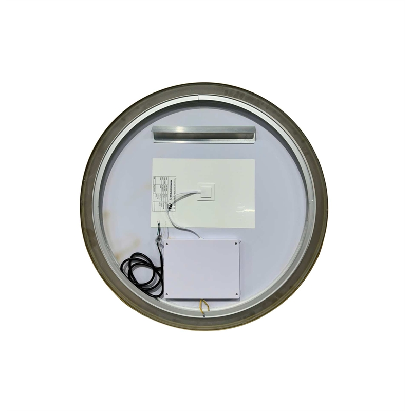 Elegant Kitchen and Bath 28 Round Led Front & Backlit Wall Mirror in Satin Gold