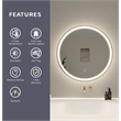 Elegant Kitchen and Bath 28 Round Led Front & Backlit Wall Mirror in Satin Gold