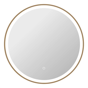 Elegant Kitchen and Bath 28 Round Led Front & Backlit Wall Mirror in Satin Gold