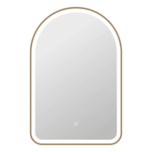 Elegant Kitchen and Bath 36&quot Arch Led Front & Backlit Wall Mirror in Satin Gold