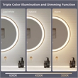 Elegant Kitchen and Bath 32 Round Led Front & Backlit Wall Mirror in Satin Gold