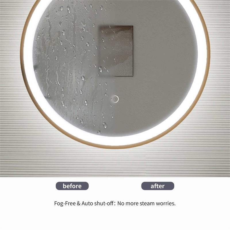 Elegant Kitchen and Bath 32 Round Led Front & Backlit Wall Mirror in Satin Gold