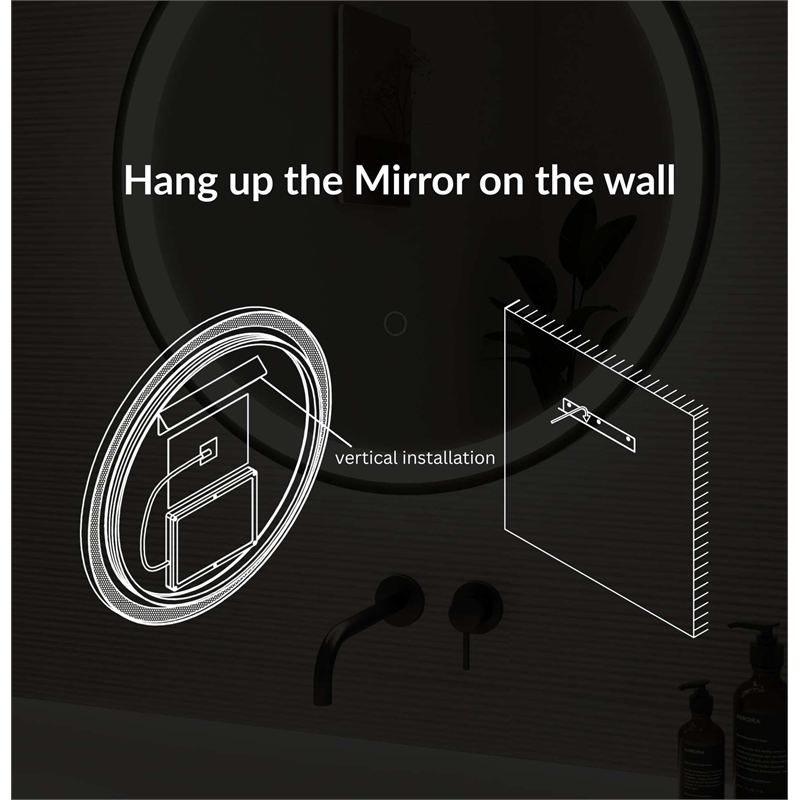 Elegant Kitchen and Bath 32 Round Led Front & Backlit Wall Mirror in Satin Gold