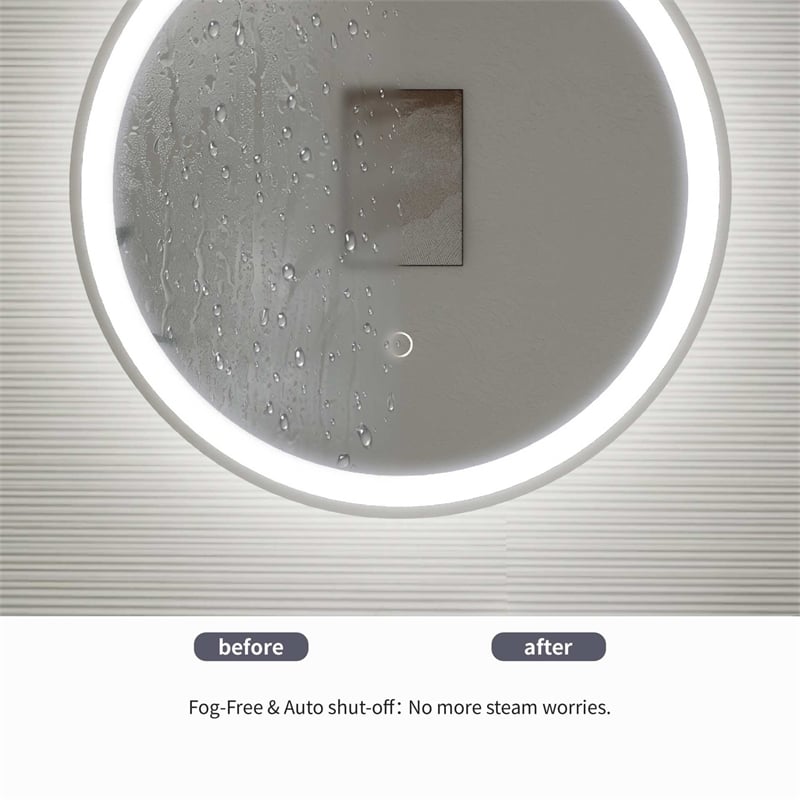 Elegant Kitchen and Bath 36 Round Led Front and Backlit Wall Mirror in Silver
