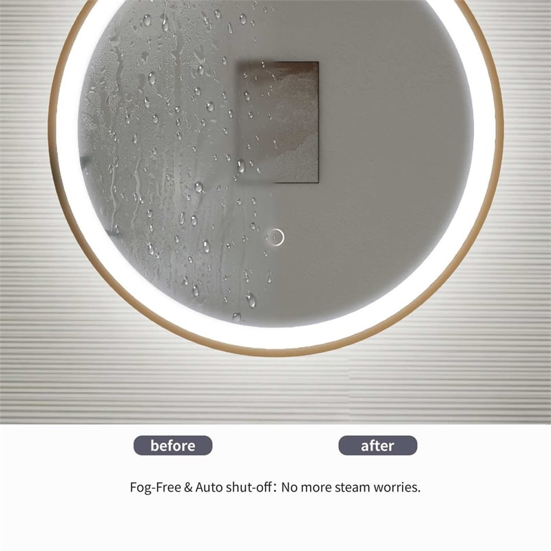 Elegant Kitchen and Bath 39 Round Led Front & Backlit Wall Mirror in Satin Gold